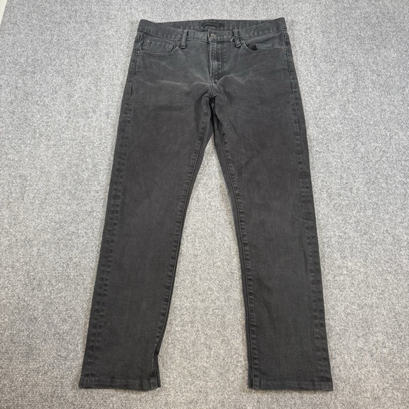 Uniqlo Selvedge Jeans Mens 32x32 (Fits 32x28) Black Slim Straight Stretch‎ Denim - Picture 2 of 15